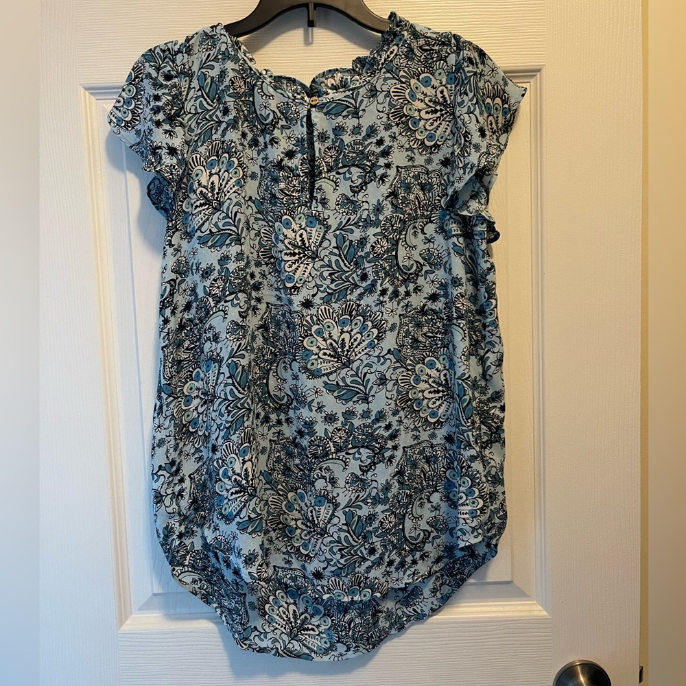 Loft Floral Blue and White Blouse